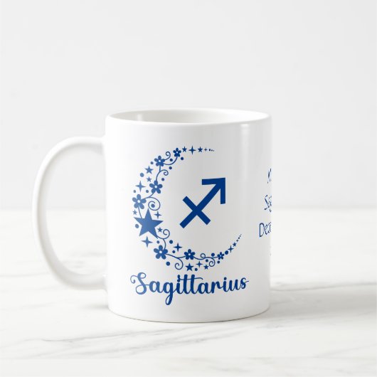 Sagittarius Zodiac Astrologie Birthday Blue White Kaffeetasse (Links)