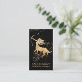 *~* SAGITTARIUS Zodiac Astrologie Lesungen Schwarz Visitenkarte (Stehend Vorderseite)