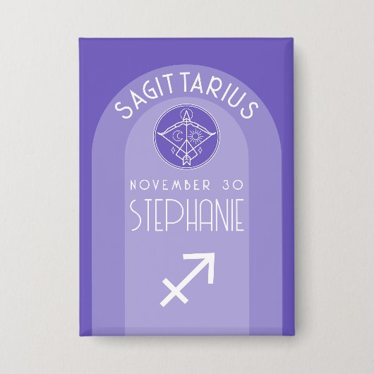 Sagittarius Zodiac Astrologie Signatur Foto Geburt Button (Vorderseite)