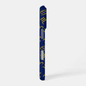 Sagittarius Zodiac+Astrologie Symbole Ptn Gld+Blue iPhone Hülle (Rechte Seite)