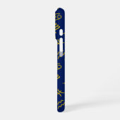 Sagittarius Zodiac+Astrologie Symbole Ptn Gld+Blue iPhone Hülle (Linke Seite)