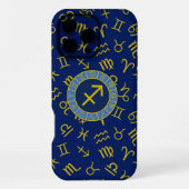 Sagittarius Zodiac+Astrologie Symbole Ptn Gld+Blue iPhone Hülle (Rückseite)