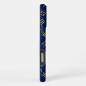 Sagittarius Zodiac+Astrologie Symbole Ptn Gld+Blue iPhone Hülle (Rechte Seite)