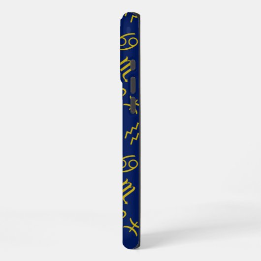 Sagittarius Zodiac+Astrologie Symbole Ptn Gld+Blue iPhone Hülle (Linke Seite)