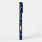 Sagittarius Zodiac+Astrologie Symbole Ptn Gld+Blue iPhone Hülle (Rechte Seite)