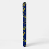 Sagittarius Zodiac+Astrologie Symbole Ptn Gld+Blue iPhone Hülle (Linke Seite)