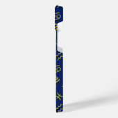 Sagittarius Zodiac+Astrologie Symbole Ptn Gld+Blue iPhone Hülle (Linke Seite)