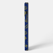 Sagittarius Zodiac+Astrologie Symbole Ptn Gld+Blue iPhone Hülle (Linke Seite)