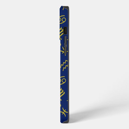 Sagittarius Zodiac+Astrologie Symbole Ptn Gld+Blue iPhone Hülle (Linke Seite)