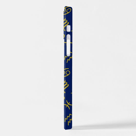 Sagittarius Zodiac+Astrologie Symbole Ptn Gld+Blue iPhone Hülle (Linke Seite)