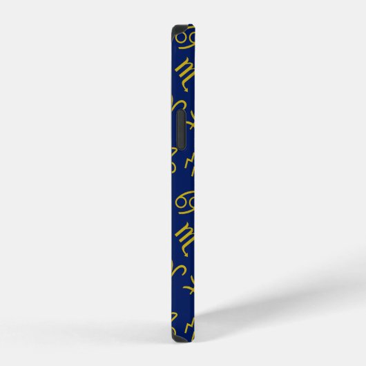 Sagittarius Zodiac+Astrologie Symbole Ptn Gld+Blue iPhone Hülle (Rechte Seite)