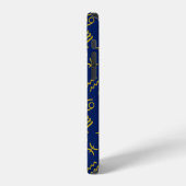 Sagittarius Zodiac+Astrologie Symbole Ptn Gld+Blue iPhone Hülle (Linke Seite)