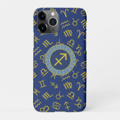 Sagittarius Zodiac+Astrologie Symbole Ptn Gld+Blue iPhone Hülle (Rückseite)