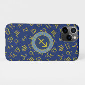 Sagittarius Zodiac+Astrologie Symbole Ptn Gld+Blue iPhone Hülle (Rückseite (Horizontal))