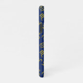 Sagittarius Zodiac+Astrologie Symbole Ptn Gld+Blue iPhone Hülle (Rechte Seite)