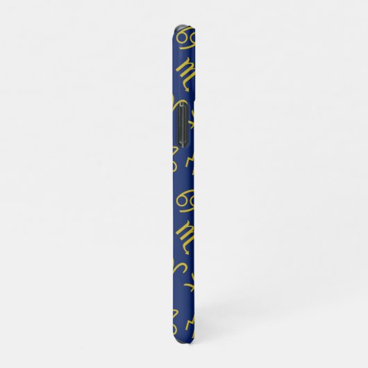 Sagittarius Zodiac+Astrologie Symbole Ptn Gld+Blue iPhone Hülle (Rechte Seite)