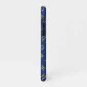 Sagittarius Zodiac+Astrologie Symbole Ptn Gld+Blue iPhone Hülle (Linke Seite)