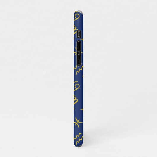 Sagittarius Zodiac+Astrologie Symbole Ptn Gld+Blue iPhone Hülle (Linke Seite)