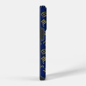 Sagittarius Zodiac+Astrologie Symbole Ptn Gld+Blue iPhone Hülle (Rechte Seite)