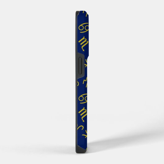 Sagittarius Zodiac+Astrologie Symbole Ptn Gld+Blue iPhone Hülle (Rechte Seite)