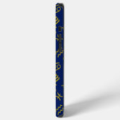 Sagittarius Zodiac+Astrologie Symbole Ptn Gld+Blue iPhone Hülle (Linke Seite)