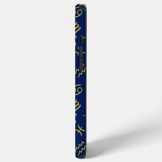 Sagittarius Zodiac+Astrologie Symbole Ptn Gld+Blue iPhone Hülle (Linke Seite)