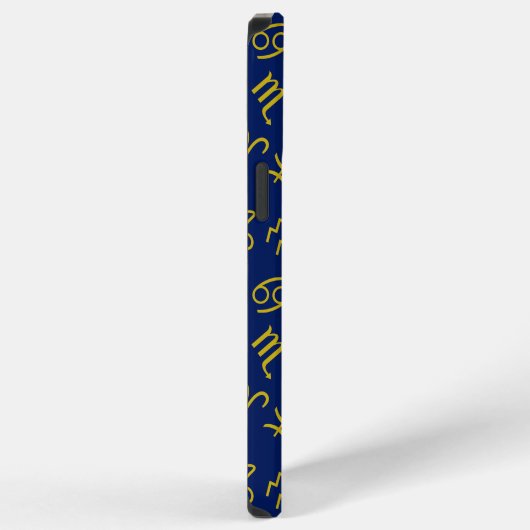 Sagittarius Zodiac+Astrologie Symbole Ptn Gld+Blue iPhone Hülle (Rechte Seite)