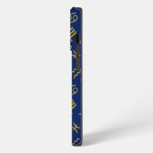 Sagittarius Zodiac+Astrologie Symbole Ptn Gld+Blue iPhone Hülle (Linke Seite)