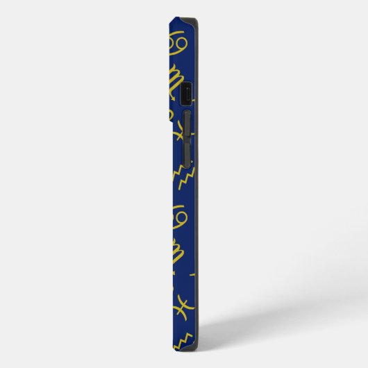 Sagittarius Zodiac+Astrologie Symbole Ptn Gld+Blue iPhone Hülle (Linke Seite)