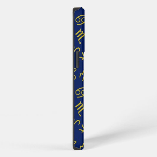 Sagittarius Zodiac+Astrologie Symbole Ptn Gld+Blue iPhone Hülle (Rechte Seite)