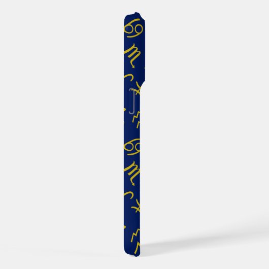 Sagittarius Zodiac+Astrologie Symbole Ptn Gld+Blue iPhone Hülle (Rechte Seite)