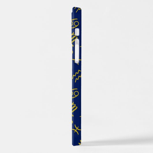 Sagittarius Zodiac+Astrologie Symbole Ptn Gld+Blue iPhone Hülle (Linke Seite)