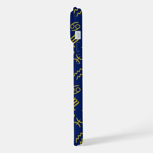 Sagittarius Zodiac+Astrologie Symbole Ptn Gld+Blue iPhone Hülle (Linke Seite)