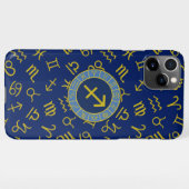 Sagittarius Zodiac+Astrologie Symbole Ptn Gld+Blue iPhone Hülle (Rückseite (Horizontal))