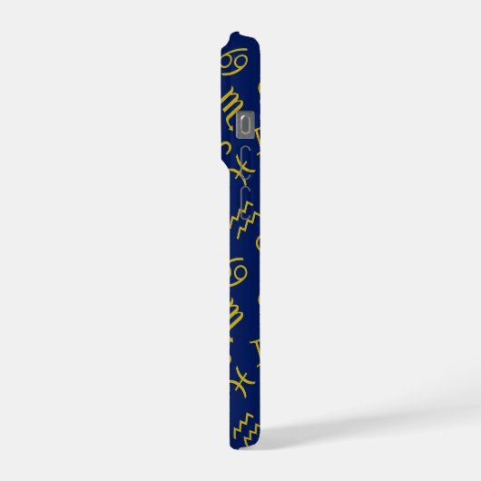 Sagittarius Zodiac+Astrologie Symbole Ptn Gld+Blue iPhone Hülle (Linke Seite)