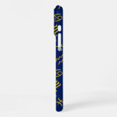 Sagittarius Zodiac+Astrologie Symbole Ptn Gld+Blue iPhone Hülle (Linke Seite)