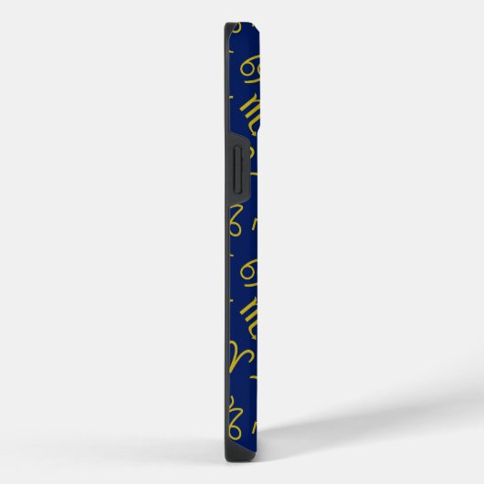 Sagittarius Zodiac+Astrologie Symbole Ptn Gld+Blue iPhone Hülle (Rechte Seite)