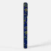 Sagittarius Zodiac+Astrologie Symbole Ptn Gld+Blue iPhone Hülle (Rechte Seite)