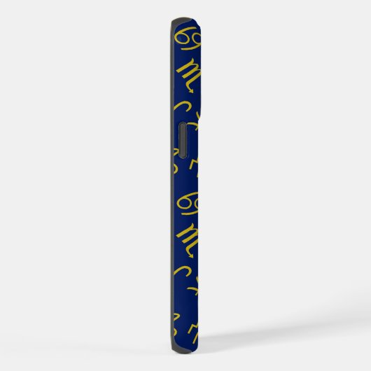 Sagittarius Zodiac+Astrologie Symbole Ptn Gld+Blue iPhone Hülle (Rechte Seite)