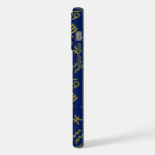 Sagittarius Zodiac+Astrologie Symbole Ptn Gld+Blue iPhone Hülle (Linke Seite)