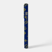 Sagittarius Zodiac+Astrologie Symbole Ptn Gld+Blue iPhone Hülle (Linke Seite)