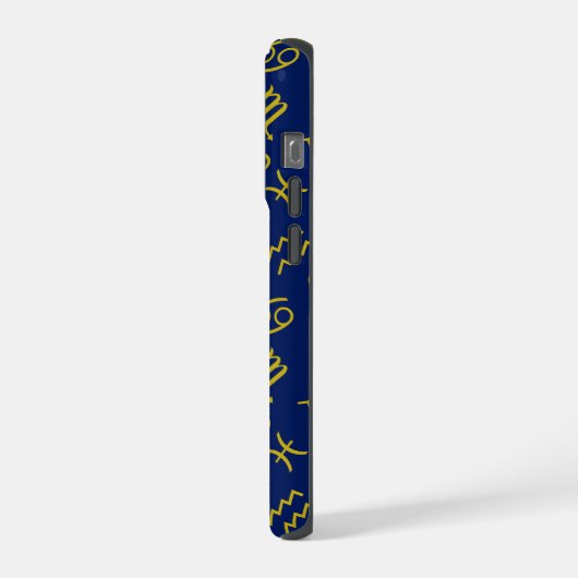 Sagittarius Zodiac+Astrologie Symbole Ptn Gld+Blue iPhone Hülle (Linke Seite)