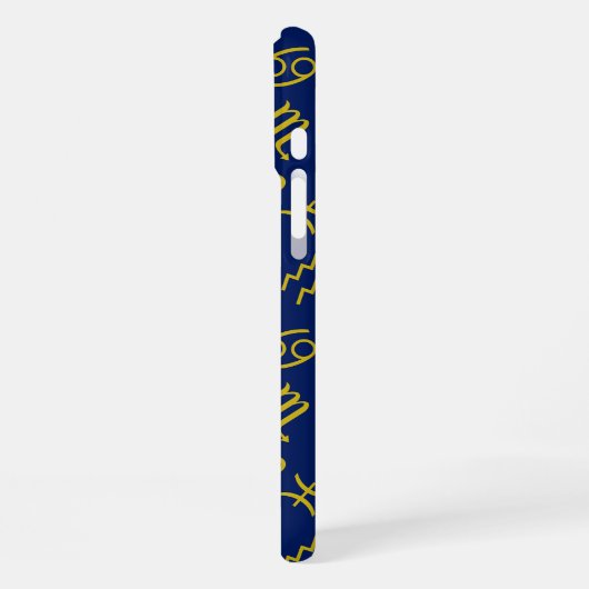 Sagittarius Zodiac+Astrologie Symbole Ptn Gld+Blue iPhone Hülle (Linke Seite)