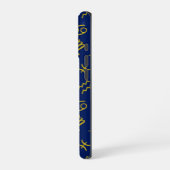 Sagittarius Zodiac+Astrologie Symbole Ptn Gld+Blue iPhone Hülle (Linke Seite)