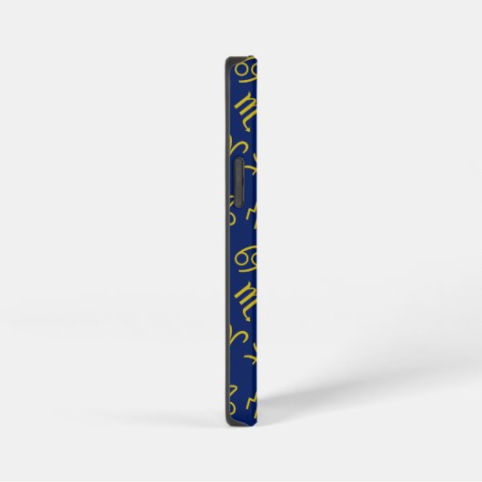 Sagittarius Zodiac+Astrologie Symbole Ptn Gld+Blue iPhone Hülle (Rechte Seite)