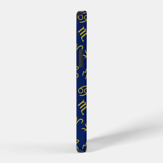 Sagittarius Zodiac+Astrologie Symbole Ptn Gld+Blue iPhone Hülle (Rechte Seite)