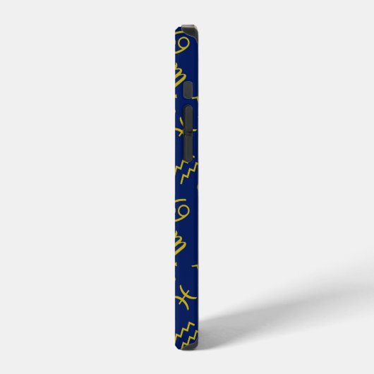 Sagittarius Zodiac+Astrologie Symbole Ptn Gld+Blue iPhone Hülle (Linke Seite)