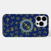 Sagittarius Zodiac+Astrologie Symbole Ptn Gld+Blue iPhone Hülle (Rückseite (Horizontal))