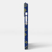 Sagittarius Zodiac+Astrologie Symbole Ptn Gld+Blue iPhone Hülle (Linke Seite)