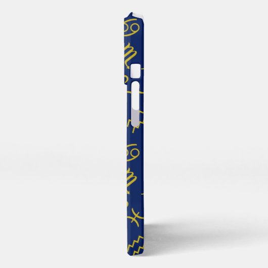 Sagittarius Zodiac+Astrologie Symbole Ptn Gld+Blue iPhone Hülle (Linke Seite)